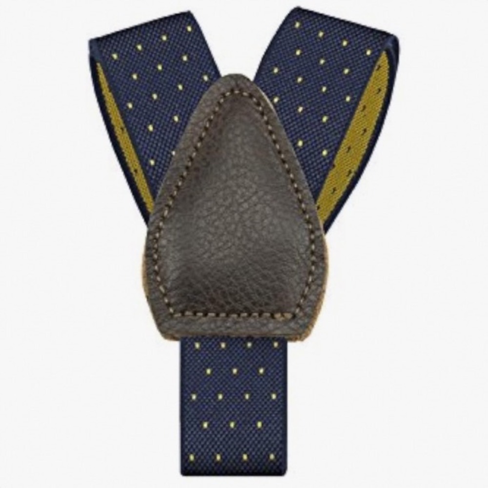 KK&Jay Supply Co Navy Gold Pindot Shirt Tail Garters Stays Suspenders Made USA